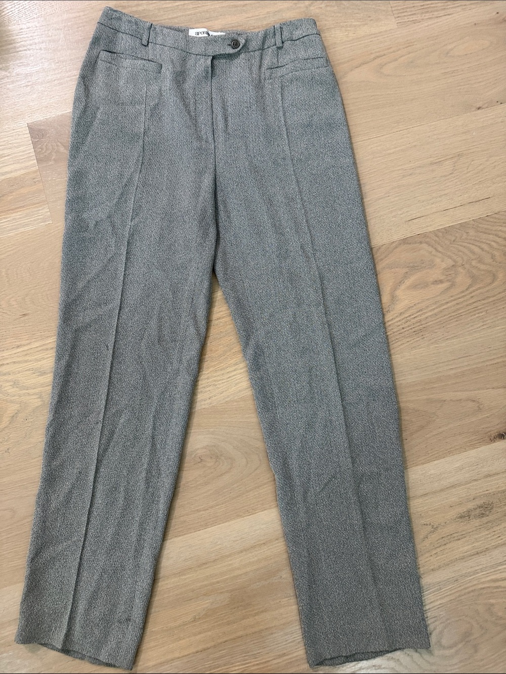 Sportmax Max Mara High-Waisted Straight Leg Trousers Grey Textured Size 10